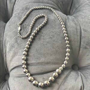 Vintage Signed Napier Graduated Silver Bead Necklace